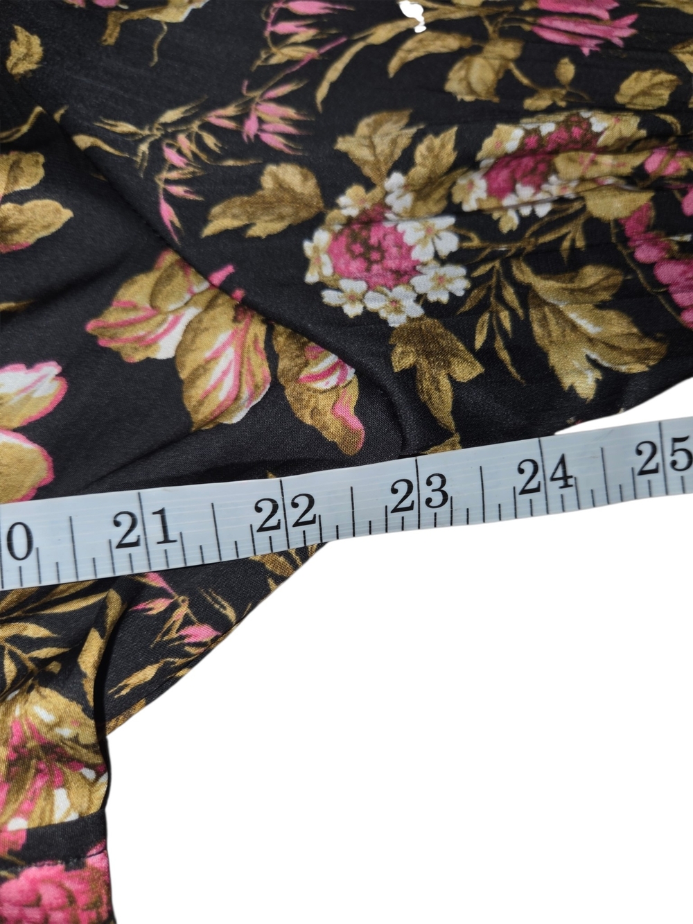 Anthropologie Black Floral V-Neck XL Long-Sleeve Blouse ruffle autumn fall - Picture 8 of 14